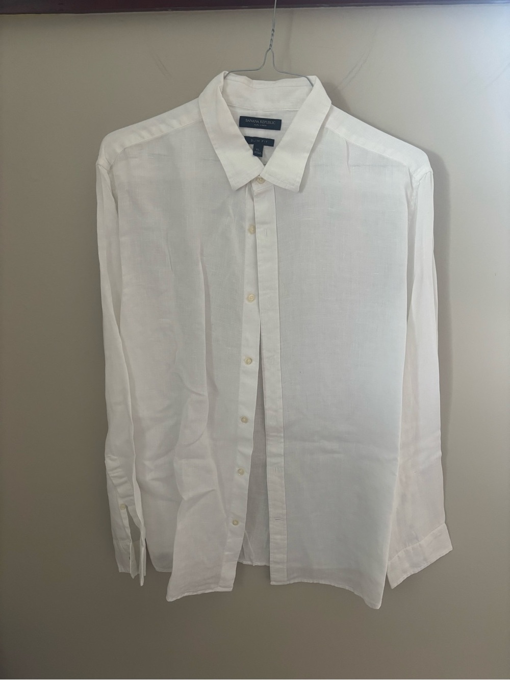 Banana Republic Men’s White Button-Down Linen Slim Fit Shirt XL